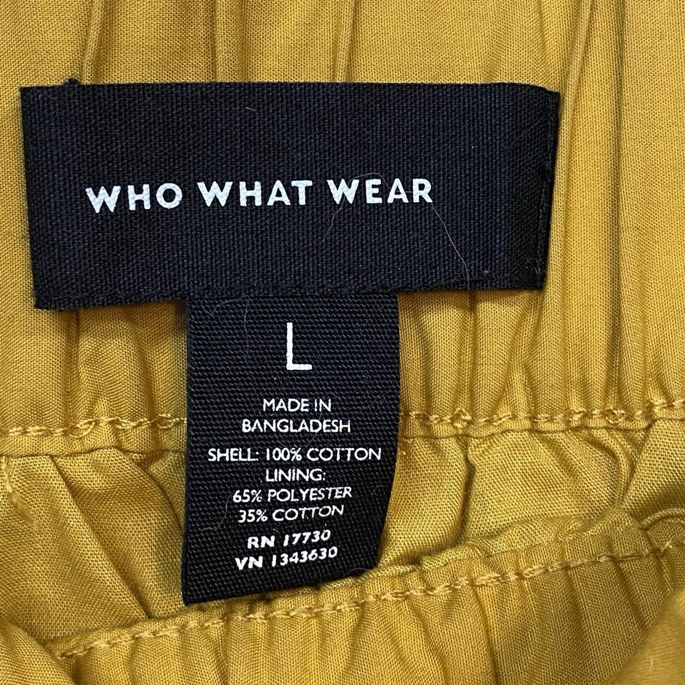 Who What Wear Women L Tiered Skirt Mustard Yellow Cotton Elastic Midi Boho - Picture 3 of 10